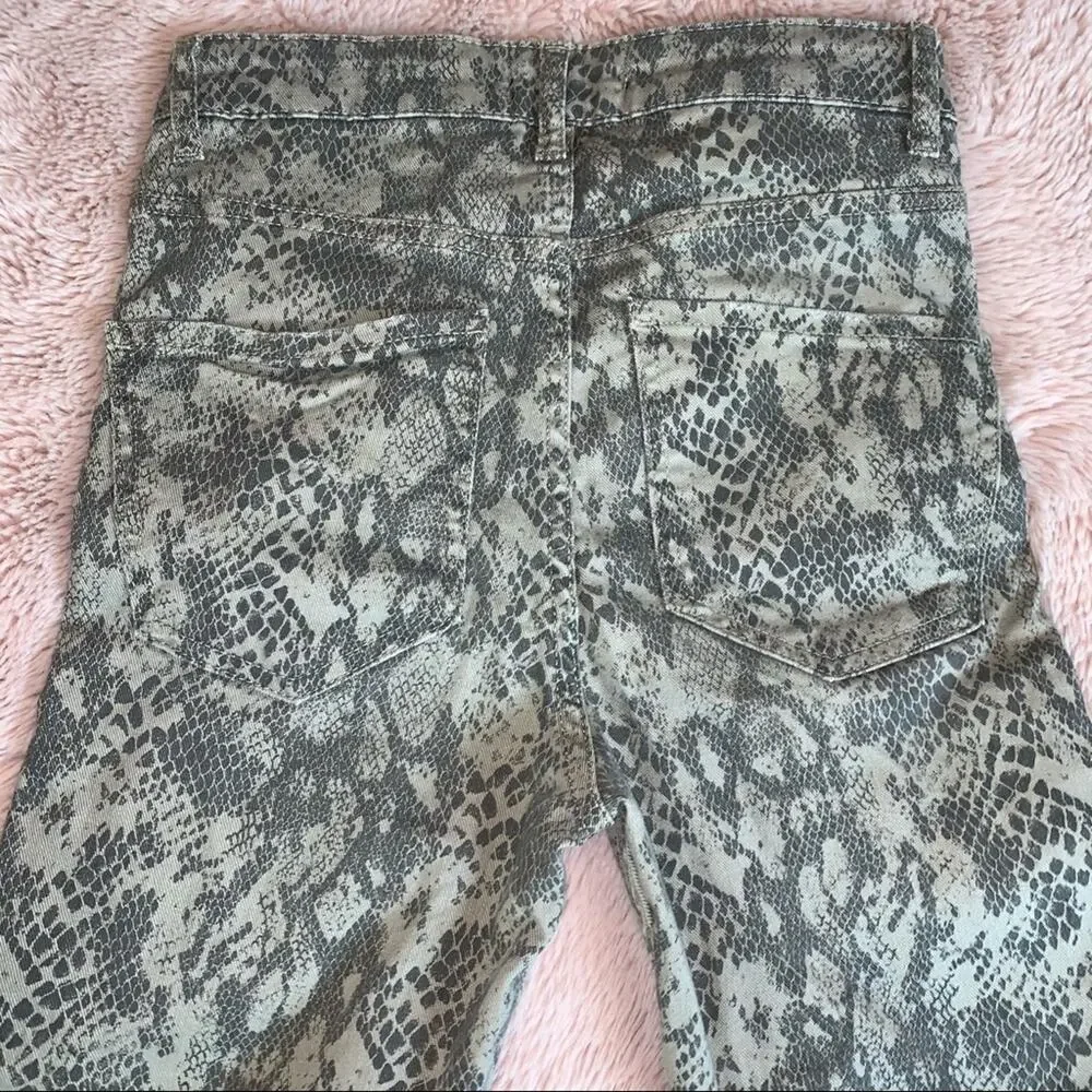 Zara Snake Print Tan & Brown High-Rise Skinny Jeans Size: 4